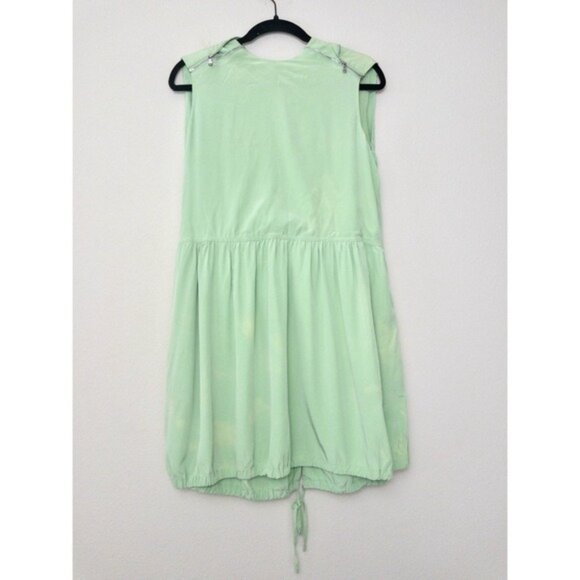 Tibi Eco Silk Cape Mini Dress 2 Mint Green Zip Sleeveless Tie Hem - Picture 4 of 16